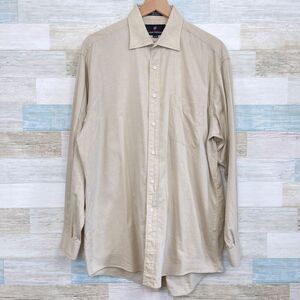 Hickey Freeman Spread Collar Dress Shirt Beige Button Front USA Made Mens 16 34